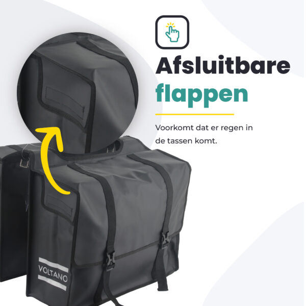 Voltano Dubbele Fietstas XL - Tarpaulin - 100% Waterdicht en Slijtvast - 48 Liter - Zwart - Afbeelding 3