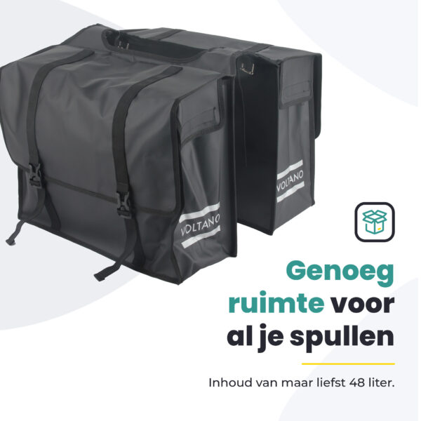 Voltano Dubbele Fietstas XL - Tarpaulin - 100% Waterdicht en Slijtvast - 48 Liter - Zwart - Afbeelding 8