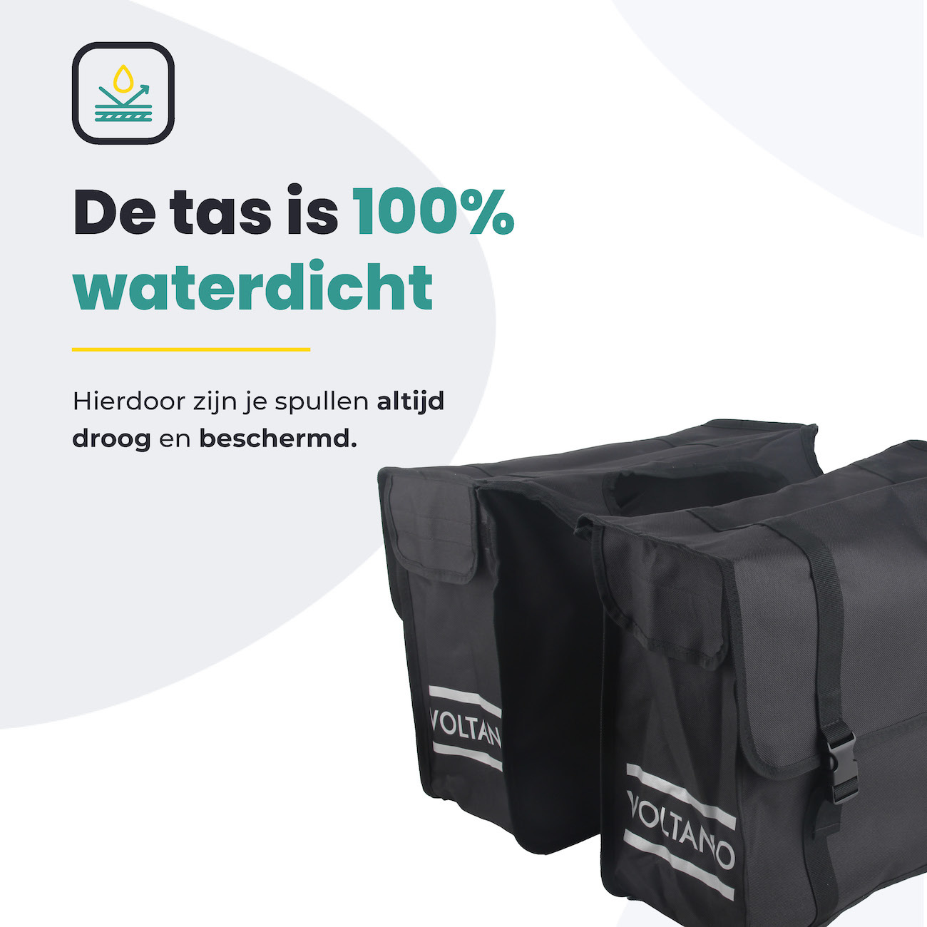 Voltano Dubbele Fietstas XL - Zwart - 48 Liter - Afbeelding 5