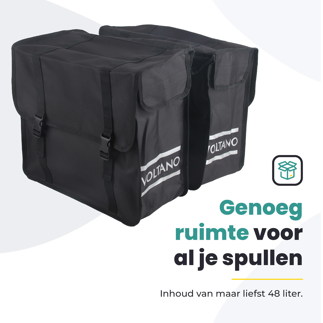 Voltano Dubbele Fietstas XL - Zwart - 48 Liter - Afbeelding 8