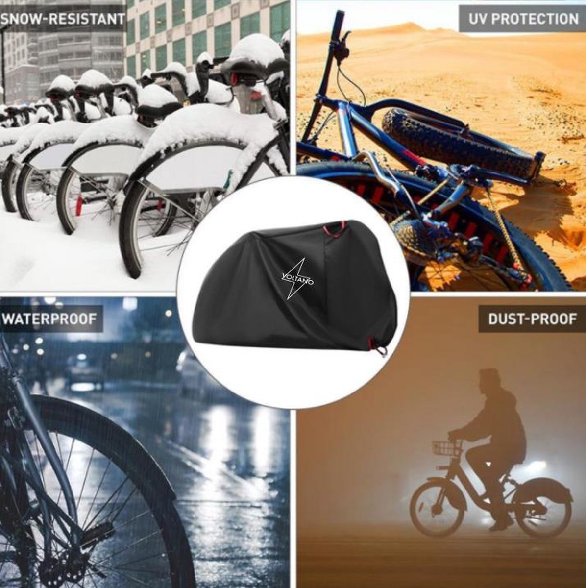 Voltano Elastische Fietshoes - 2 Fietsen - Zwart - Waterdicht - Afbeelding 5