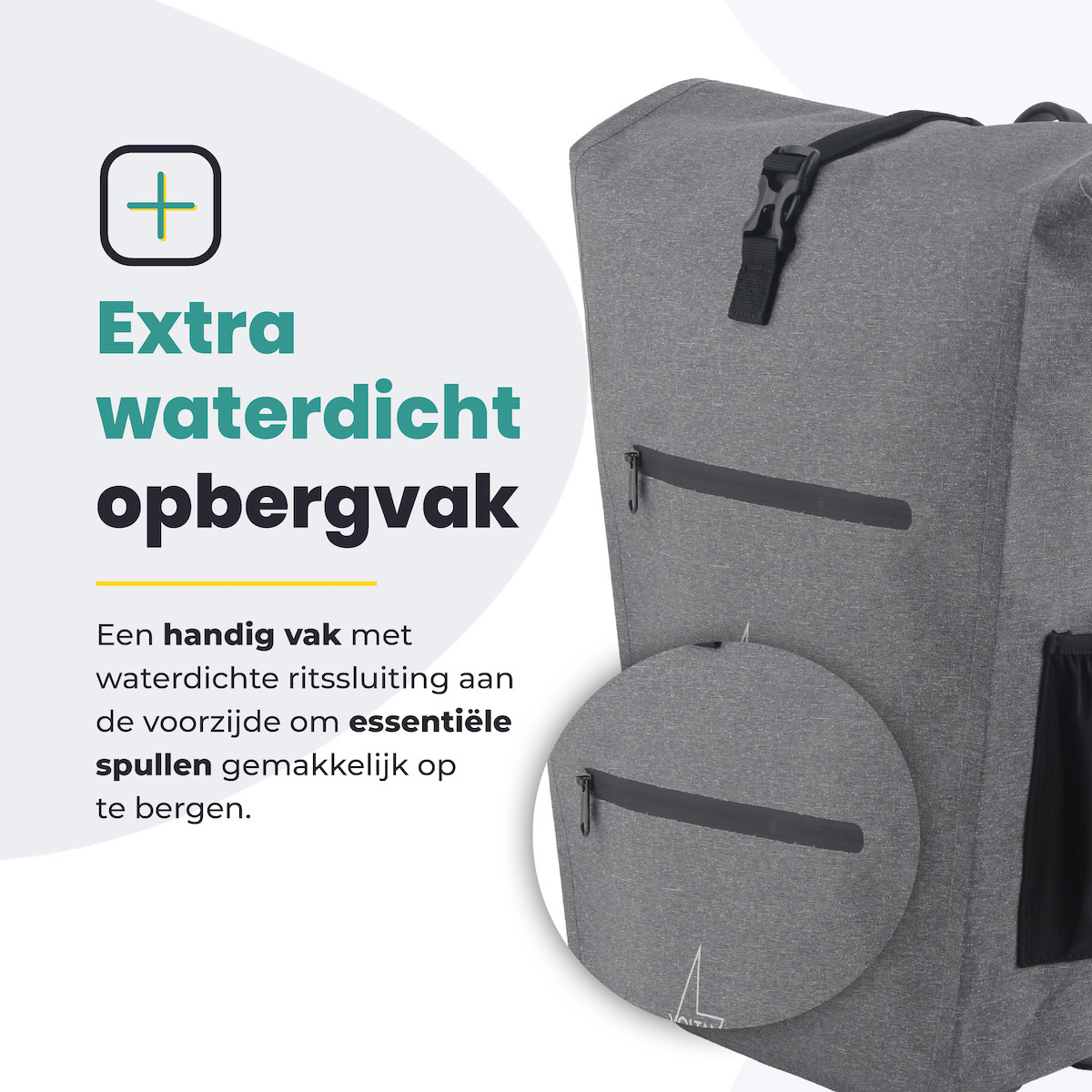 Voltano Luxe E-bike Fietstas 28L - Grijs - Pakaftas Met Laptop vak - 100% Waterdicht - Afbeelding 8