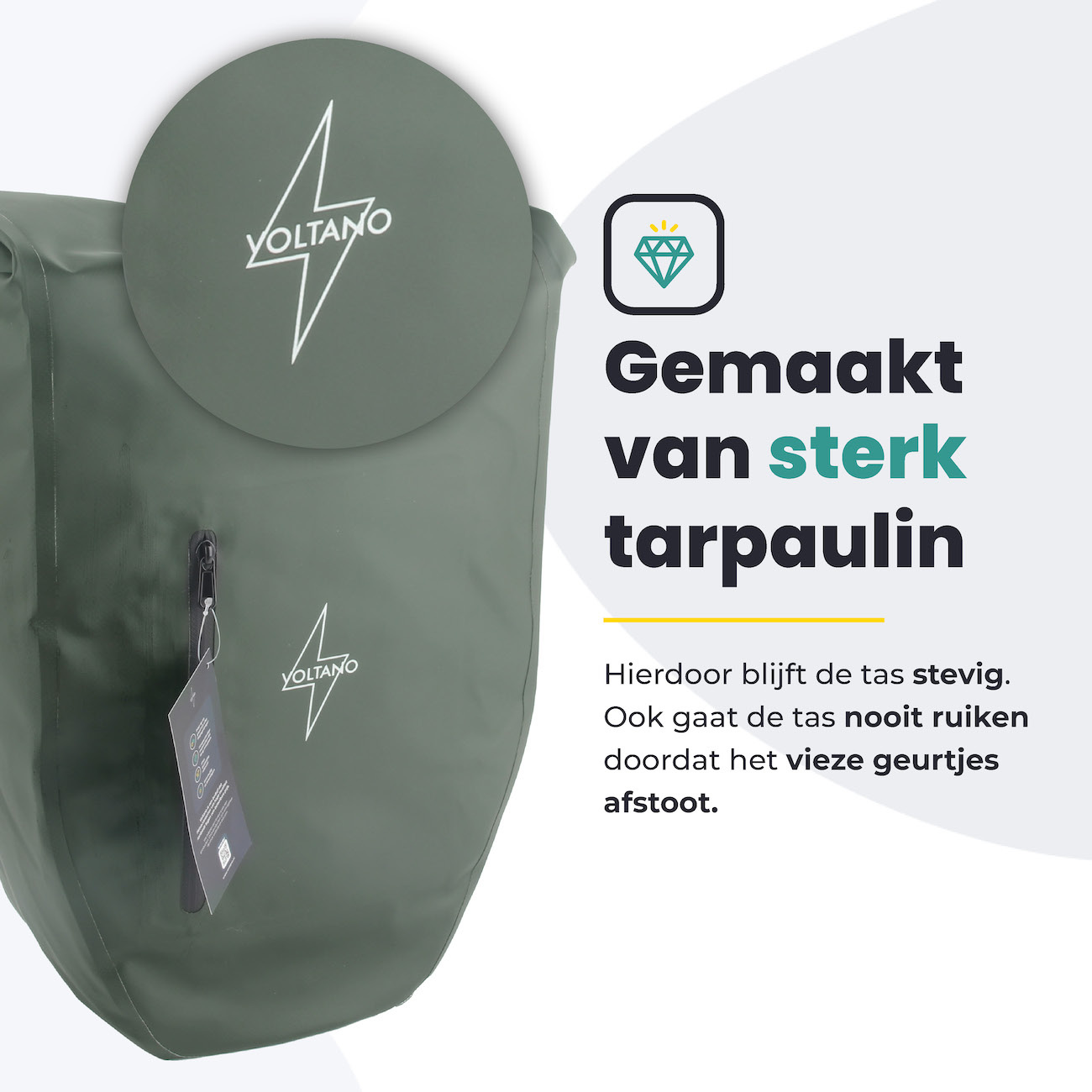 Voltano Luxe Fietstas 28L - Enkele Pakaftas - Olijf Groen - 100% Waterdicht - Afbeelding 5