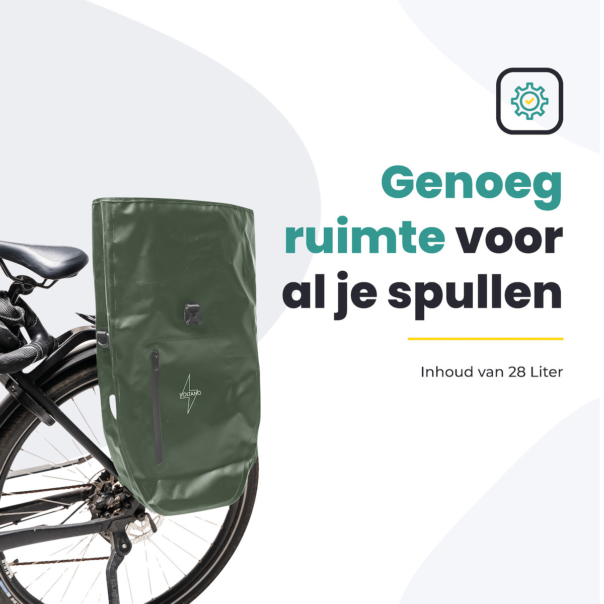 Voltano Luxe Fietstas 28L - Enkele Pakaftas - Olijf Groen - 100% Waterdicht - Afbeelding 9