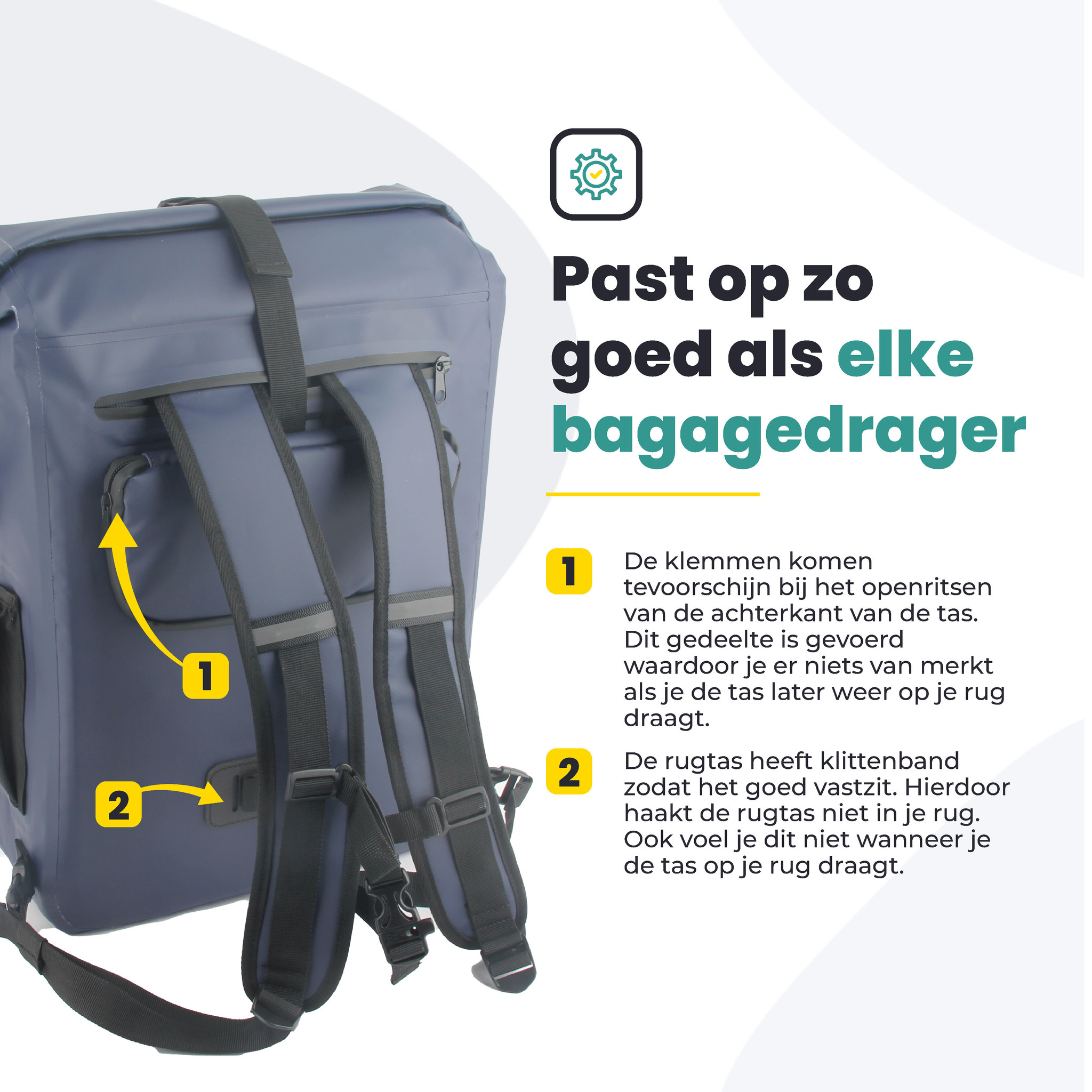 Voltano Luxe Fietstas / Rugtas 28L - Marine Blauw - Enkele Pakaftas - 100% Waterdicht - Afbeelding 2
