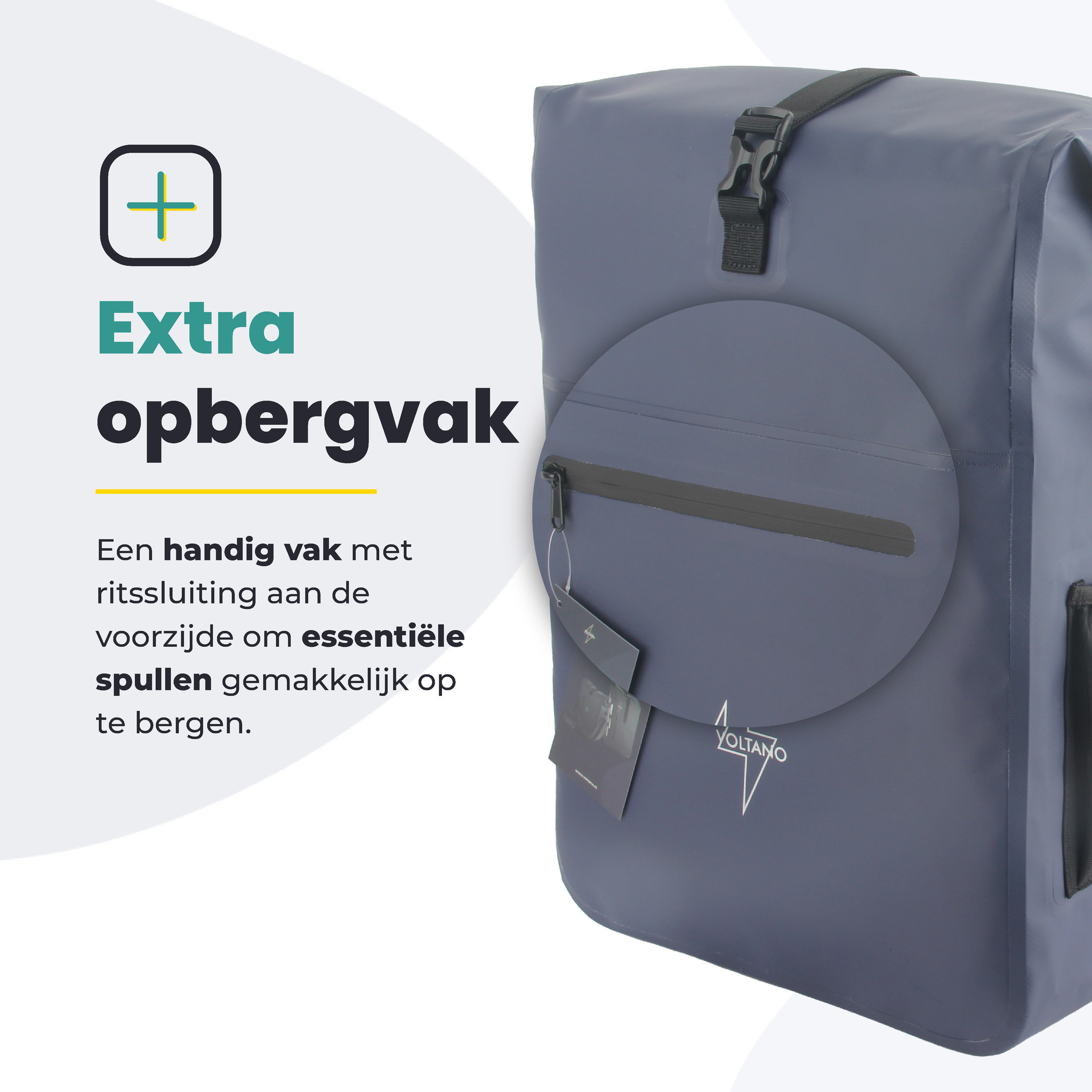 Voltano Luxe Fietstas / Rugtas 28L - Marine Blauw - Enkele Pakaftas - 100% Waterdicht - Afbeelding 8