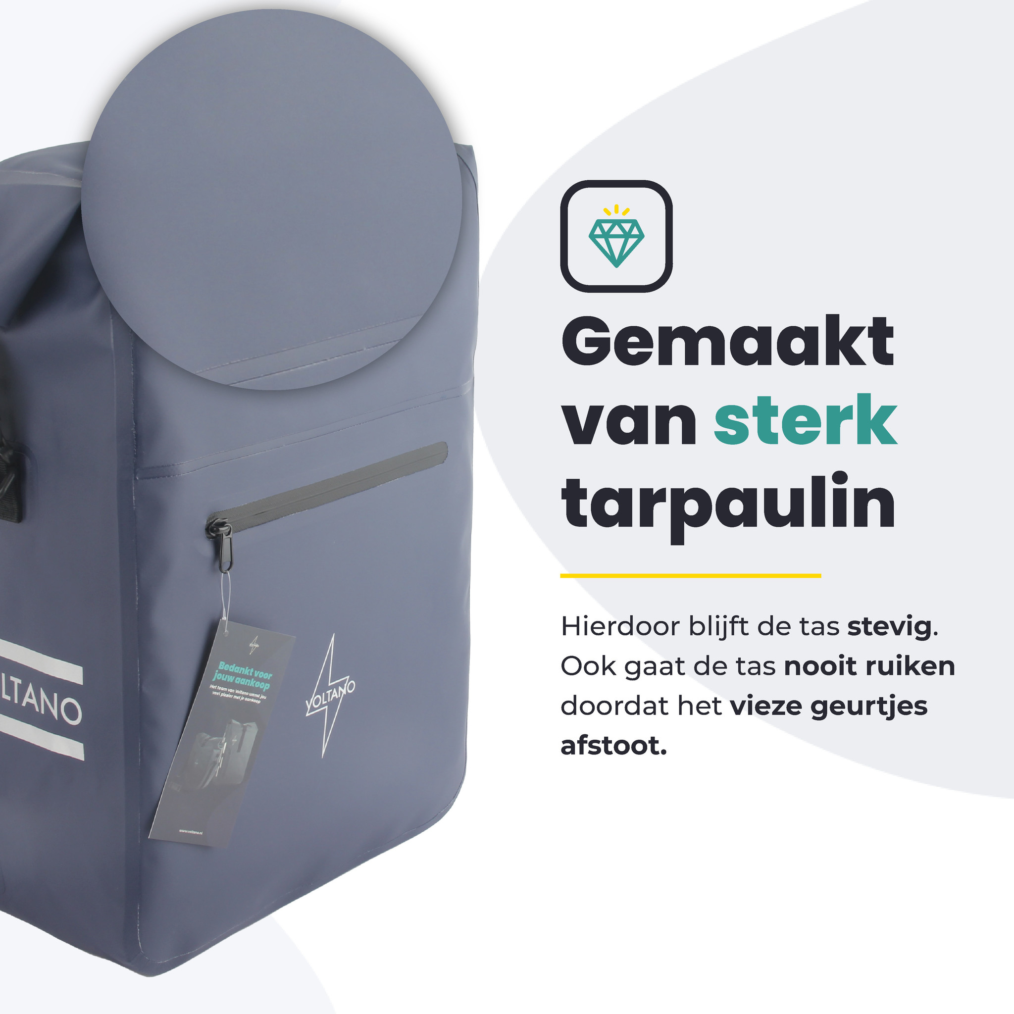 Voltano Luxe Fietstas / Rugtas 28L - Marine Blauw - Enkele Pakaftas - 100% Waterdicht - Afbeelding 9