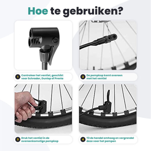 Voltano Hogedruk Fietspomp - Zwart - Manometer - Universele Pomp - Afbeelding 5