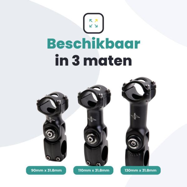 Voltano A-Head Verstelbare Stuurpen Voorbouw – 1-1/8” 28,6 / 130 mm / 31,8 mm – Zwart - º60 graden Verstelbaar - Stuur Verhoger - Afbeelding 4