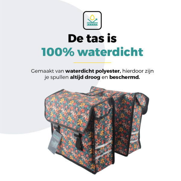 Voltano Dubbele Fietstas Floral Fiesta - 38 Liter - Waterdicht Polyester - Afbeelding 2