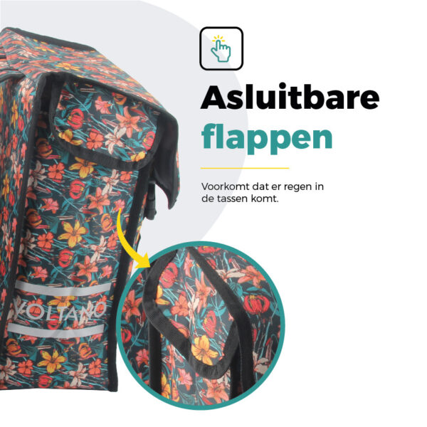 Voltano Dubbele Fietstas Floral Fiesta - 38 Liter - Waterdicht Polyester - Afbeelding 3