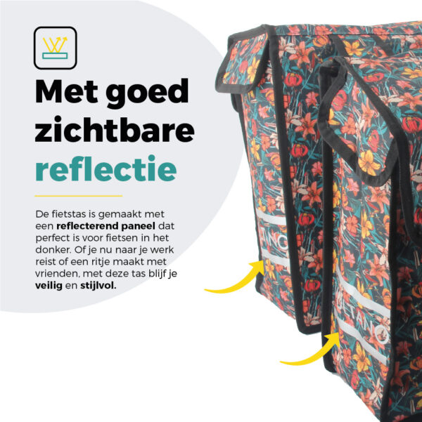 Voltano Dubbele Fietstas Floral Fiesta - 38 Liter - Waterdicht Polyester - Afbeelding 4