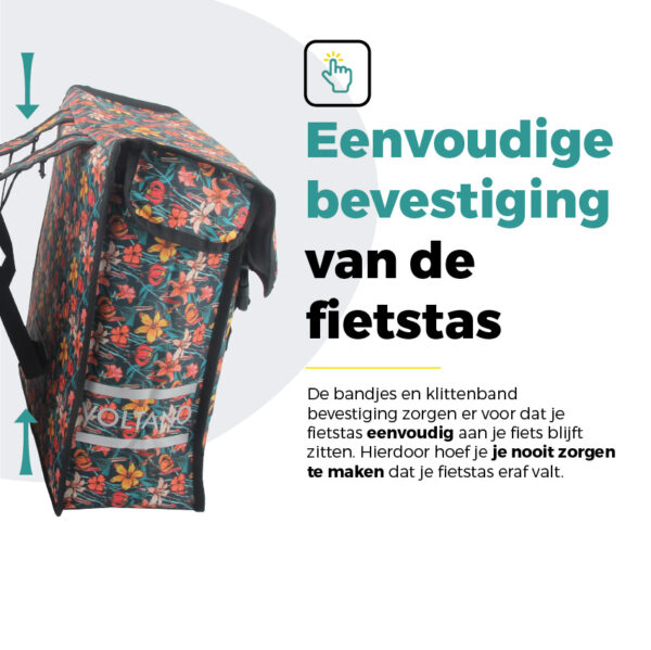 Voltano Dubbele Fietstas Floral Fiesta - 38 Liter - Waterdicht Polyester - Afbeelding 7