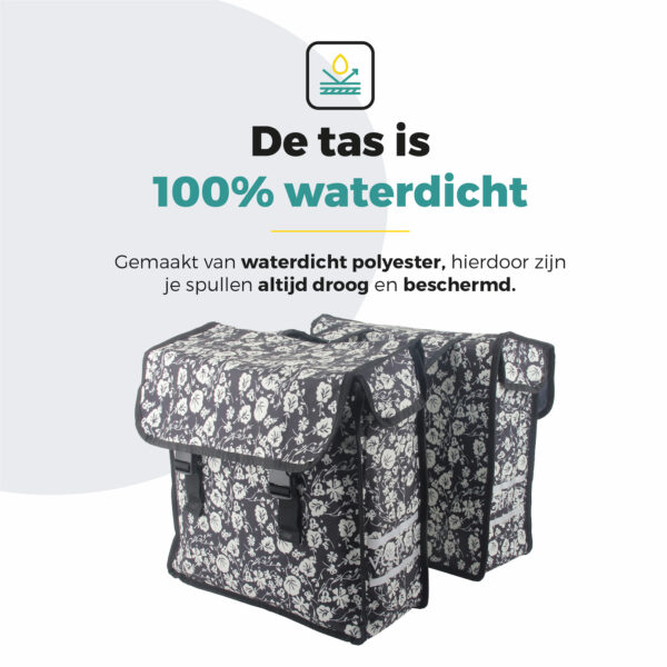 Voltano Dubbele Fietstas Midnight Blossom - 38 Liter - Waterdicht Polyester - Afbeelding 2