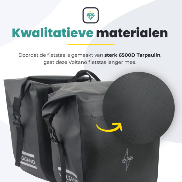 Voltano Dubbele Fietstas Rolltop Urban Black - 48 Liter - 100% Waterdicht - Afbeelding 7