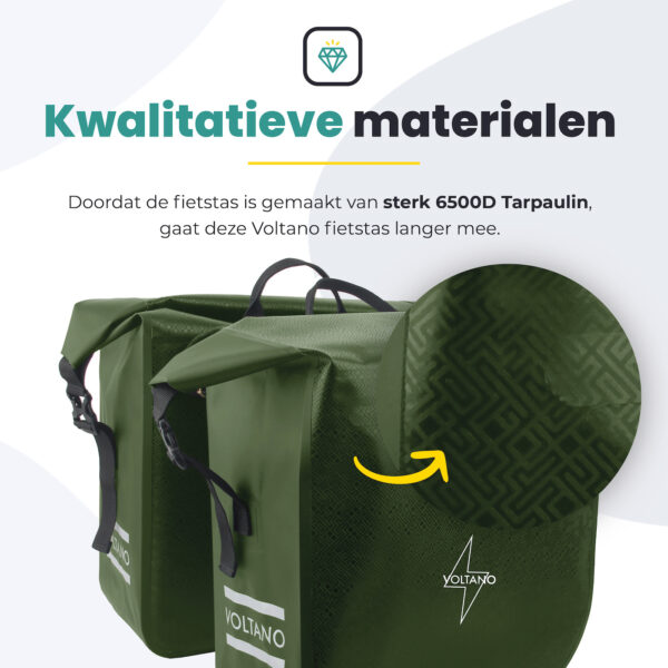 Voltano Dubbele Fietstas Rolltop Urban Green - 48 Liter - 100% Waterdicht - Afbeelding 6