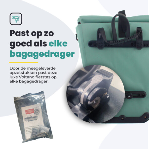 Voltano Luxe E-bike Fietstas 28L - Mint Groen - Pakaftas Met Laptop vak - 100% Waterdicht - Afbeelding 4
