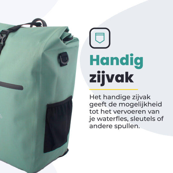 Voltano Luxe E-bike Fietstas 28L - Mint Groen - Pakaftas Met Laptop vak - 100% Waterdicht - Afbeelding 9