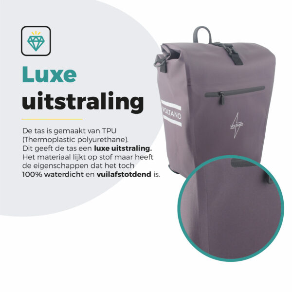 Voltano Luxe E-bike Fietstas 28L - Taupe - Pakaftas Met Laptop vak - 100% Waterdicht - Afbeelding 5