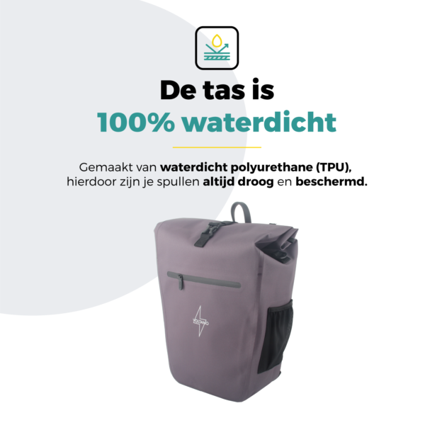 Voltano Luxe E-bike Fietstas 28L - Taupe - Pakaftas Met Laptop vak - 100% Waterdicht - Afbeelding 8