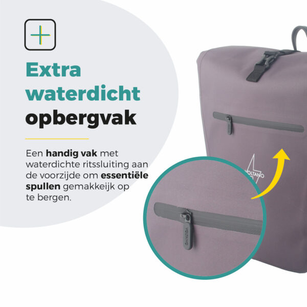 Voltano Luxe E-bike Fietstas 28L - Taupe - Pakaftas Met Laptop vak - 100% Waterdicht - Afbeelding 9