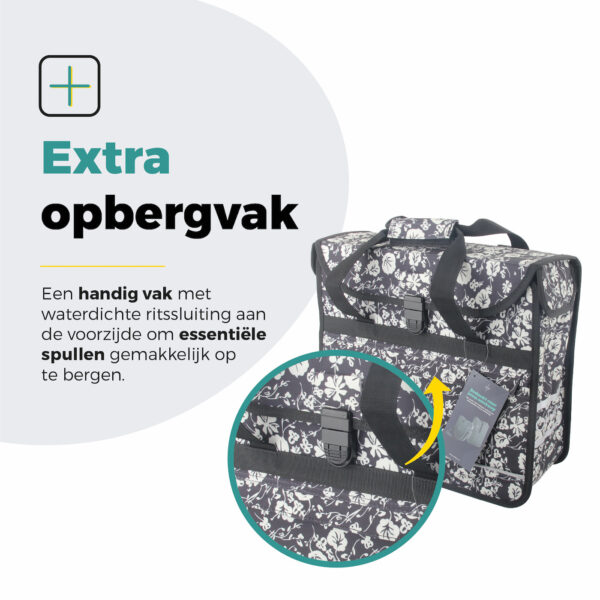 Voltano Voorgevormde Enkele Fietstas / Pakaftas - Midnight Blossom - 17L - Afbeelding 9