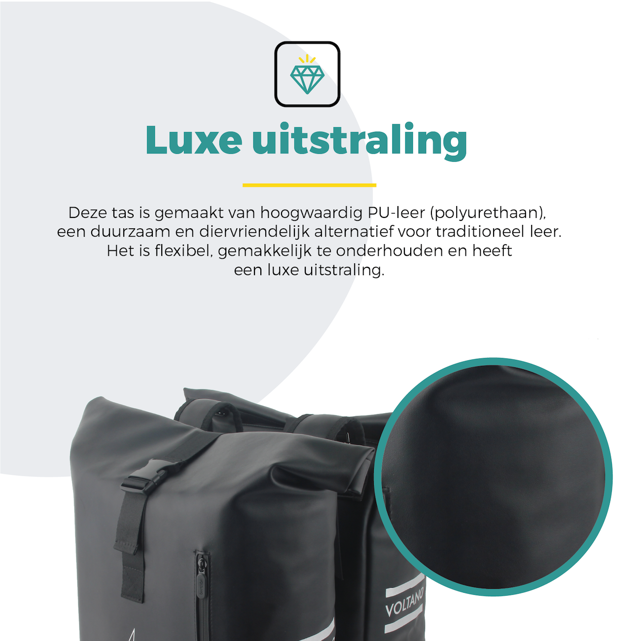 Voltano Dubbele Fietstas Rolltop E-bike Pro - Zwart - 48 Liter - 100% Waterdicht - Afbeelding 2