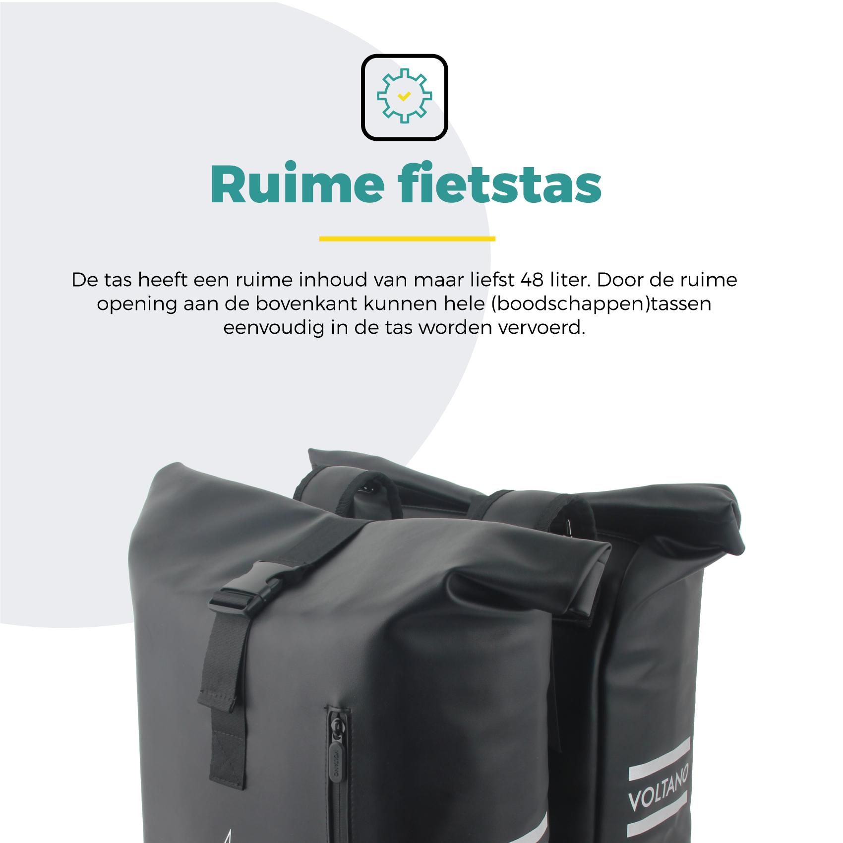 Voltano Dubbele Fietstas Rolltop E-bike Pro - Zwart - 48 Liter - 100% Waterdicht - Afbeelding 3