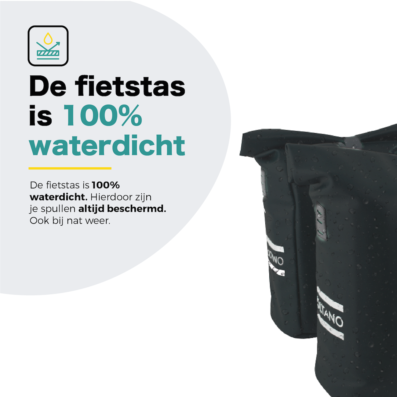 Voltano Dubbele Fietstas Rolltop E-bike Pro - Zwart - 48 Liter - 100% Waterdicht - Afbeelding 7