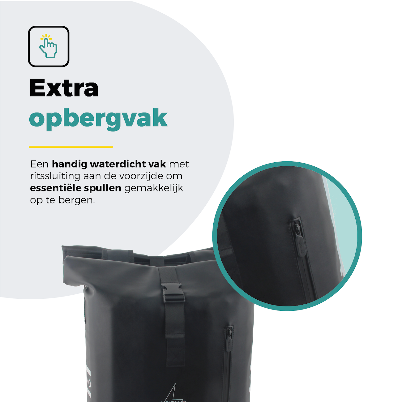 Voltano Dubbele Fietstas Rolltop E-bike Pro - Zwart - 48 Liter - 100% Waterdicht - Afbeelding 8