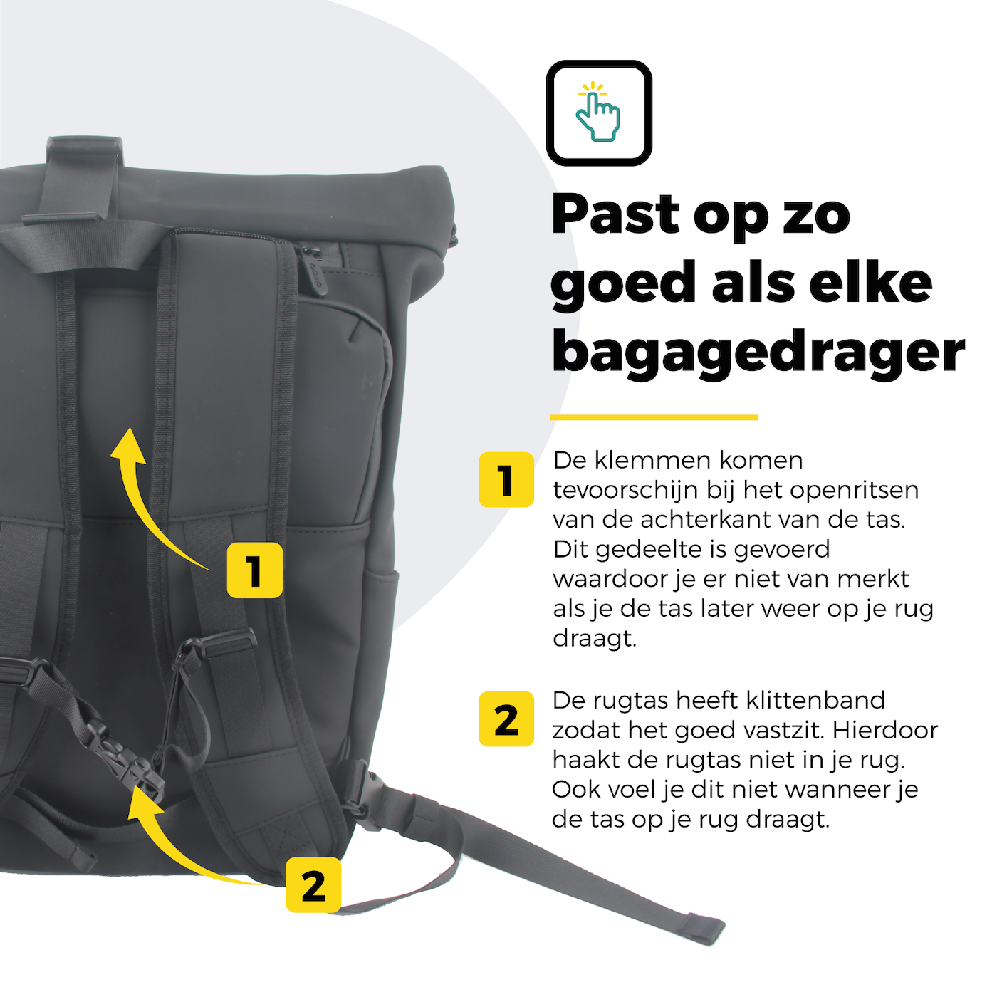 Ettore Fiets Rugzak 100% Waterdichte Droge tas met Roll Top – Zwart – Echo – Reflectief - 30L