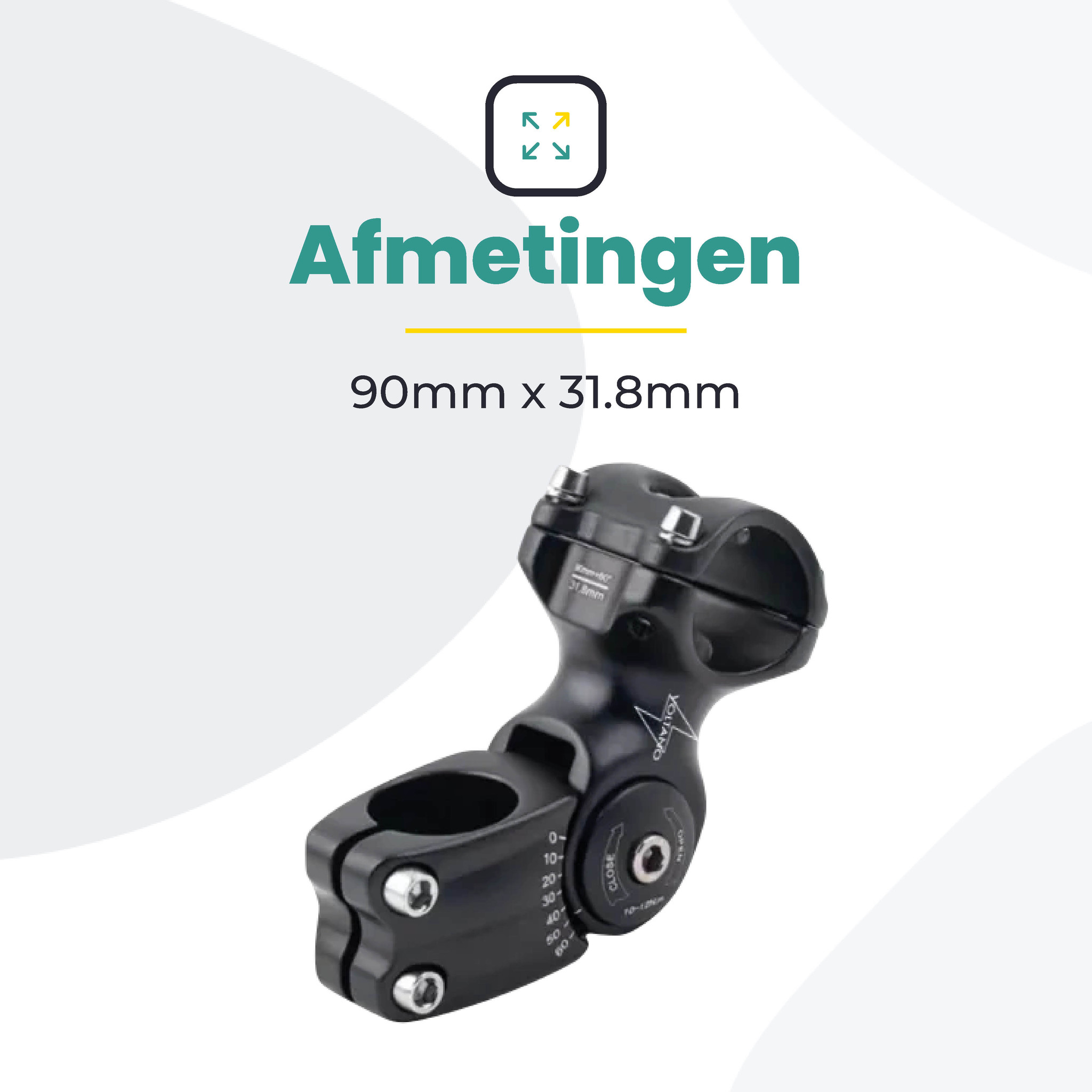 toptrek Verhoging voor fietsstuur, 31,8 mm x 110 mm, aluminium stuurverhoging, instelbaar tot ± 60 graden, met zeshoeksgat, verhoging voor MTB-fietsstuur