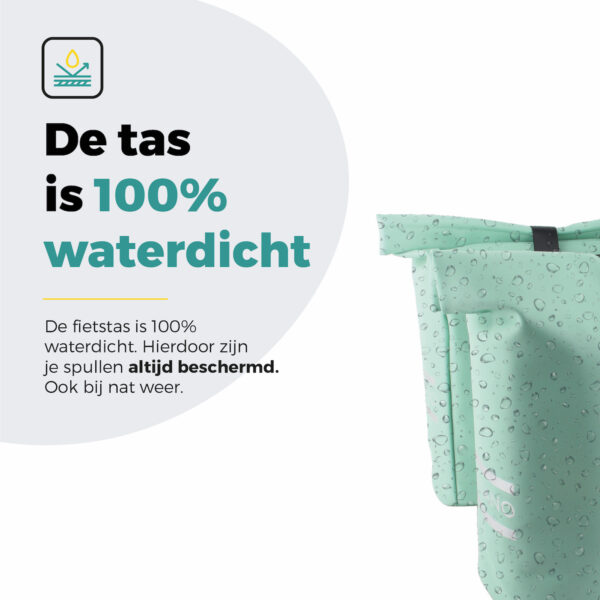 Voltano Dubbele Fietstas Rolltop E-bike Pro - Mint Groen - 48 Liter - 100% Waterdicht - Afbeelding 3