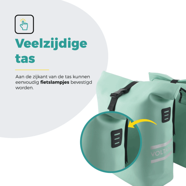 Voltano Dubbele Fietstas Rolltop E-bike Pro - Mint Groen - 48 Liter - 100% Waterdicht - Afbeelding 5