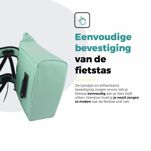 Voltano Dubbele Fietstas Rolltop E-bike Pro - Mint Groen - 48 Liter - 100% Waterdicht - Afbeelding 8