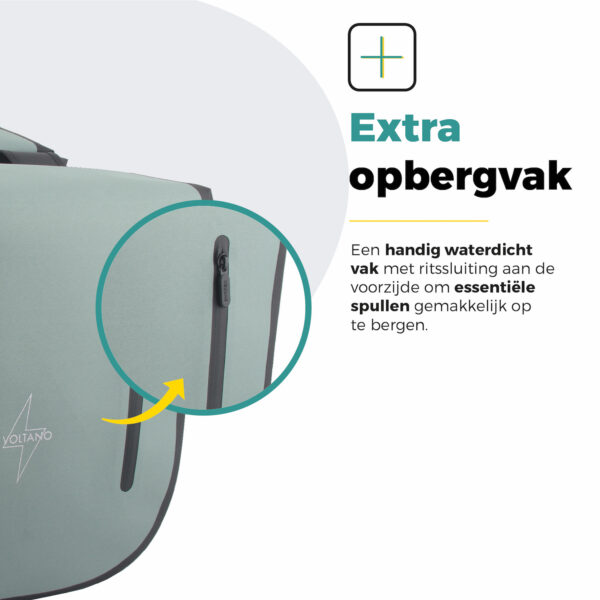 Voltano Dubbele Fietstas Rolltop Luxe E-bike - Zwart / Mintgroen - 48 Liter - 100% Waterdicht - Afbeelding 4