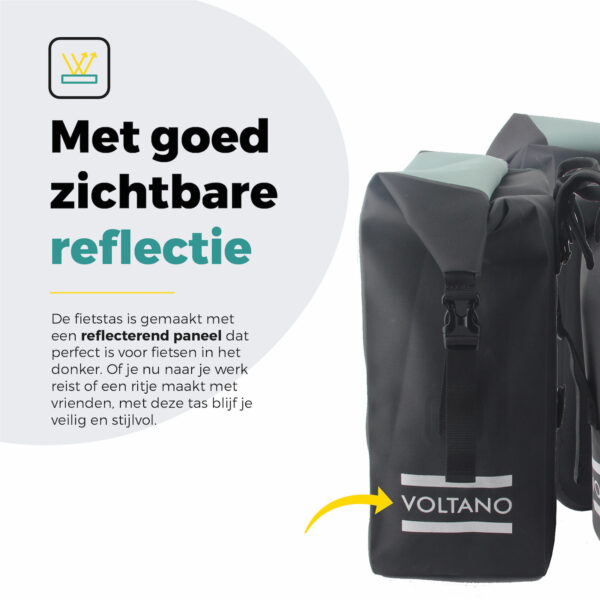Voltano Dubbele Fietstas Rolltop Luxe E-bike - Zwart / Mintgroen - 48 Liter - 100% Waterdicht - Afbeelding 6