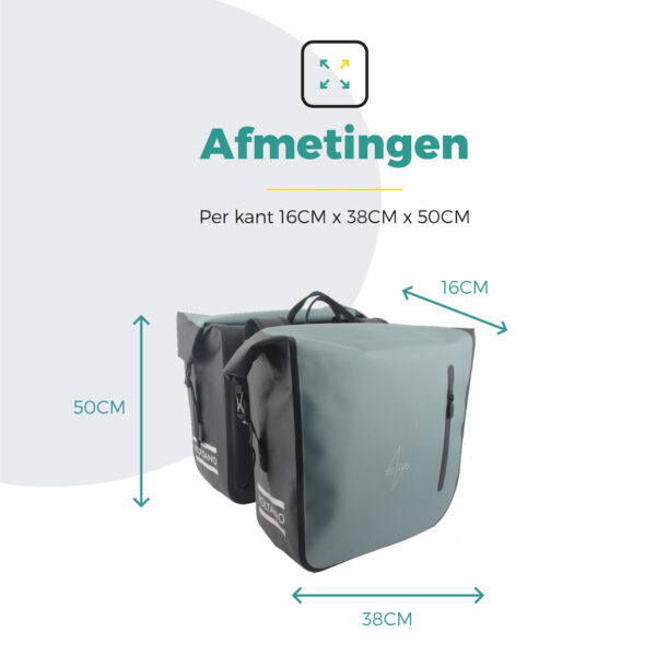 Voltano Dubbele Fietstas Rolltop Luxe E-bike - Zwart / Mintgroen - 48 Liter - 100% Waterdicht - Afbeelding 9