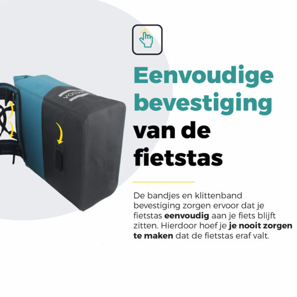 Voltano Dubbele Fietstas Rolltop Reflective Special Edition - Zwart / Blauw  - 50 Liter - 100% Waterdicht - Afbeelding 6