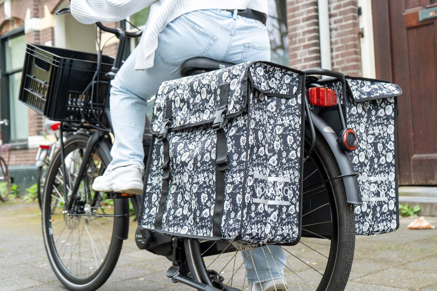 Voltano Dubbele Fietstas XXL - Midnight Blossom - 60 Liter - Afbeelding 6