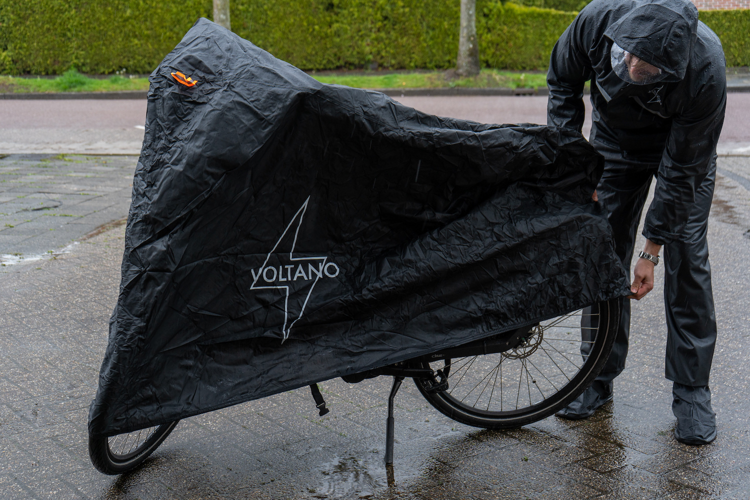 Voltano Elastische Fietshoes - 2 Fietsen - Zwart - Waterdicht - Afbeelding 7