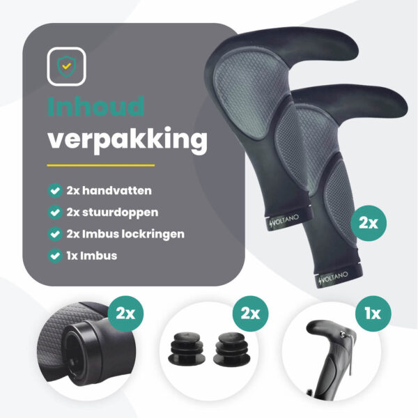 Voltano Ergonomisch Gevormde Fiets Handvatten Met Bar Ends -  Imbus - Incl. Bevestigingsmateriaal - Afbeelding 9