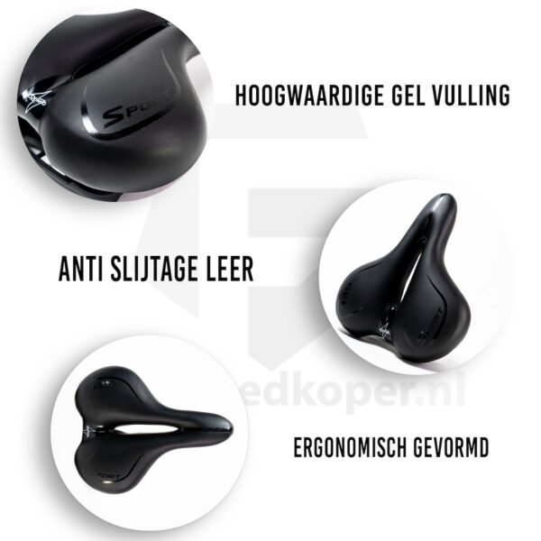 Voltano Fietszadel City / Tour - Zwart - Met Uitsparing - Gel - Unisex - Afbeelding 2