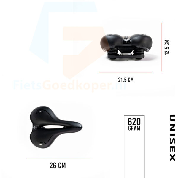 Voltano Fietszadel City / Tour - Zwart - Met Uitsparing - Gel - Unisex - Afbeelding 3