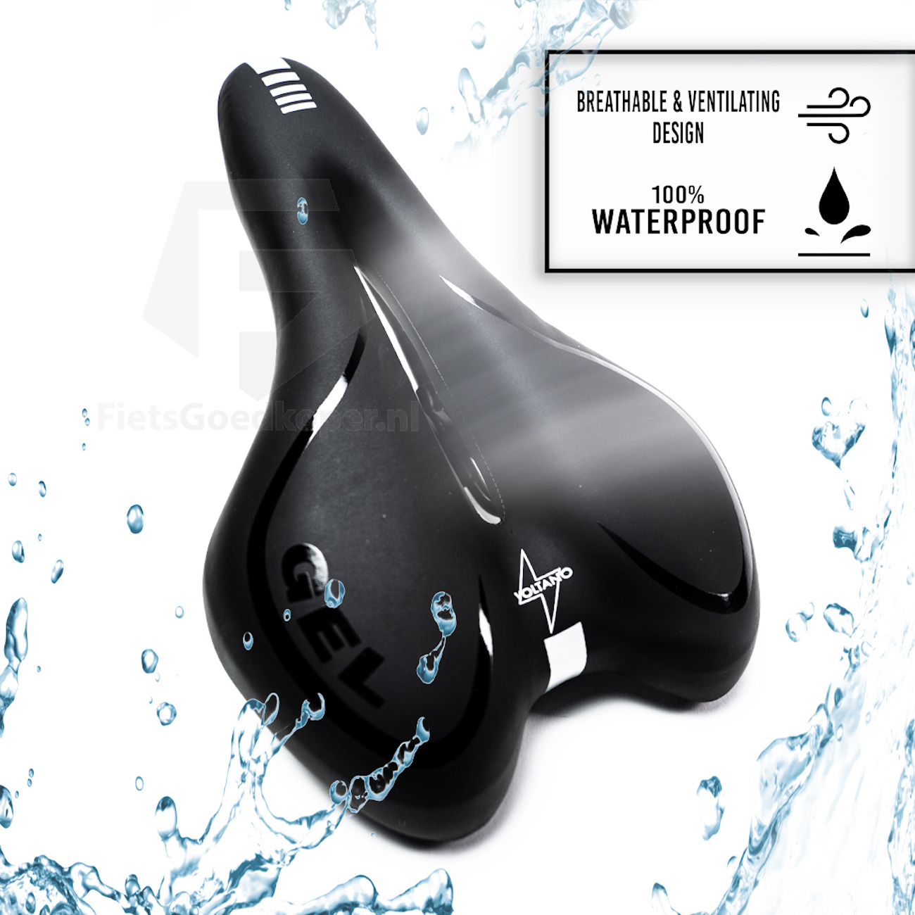 Voltano Gel Fietszadel Met Uitsparing - Zwart - Trekking - Incl. Zadelstrop - Unisex - Afbeelding 6