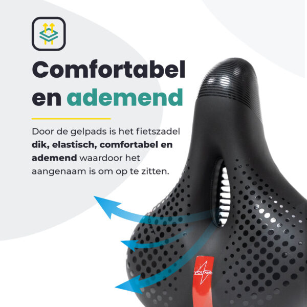 Voltano Gel Flow Fietszadel - Met Uitsparing - Zwart / Rood - Unisex - Afbeelding 3