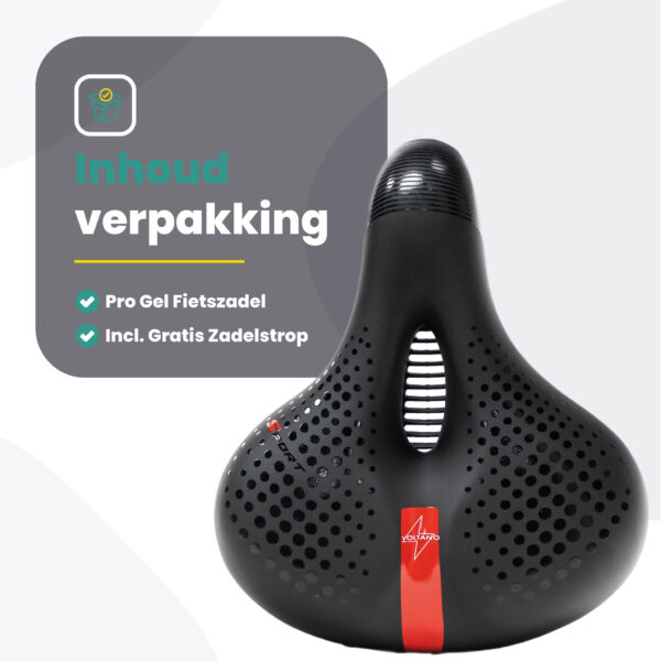 Voltano Gel Flow Fietszadel - Met Uitsparing - Zwart / Rood - Unisex - Afbeelding 9
