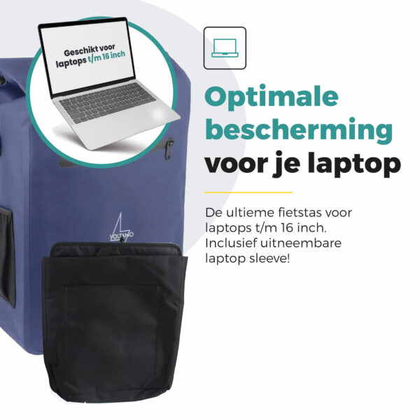 Voltano Luxe E-bike Fietstas / Rugtas - Marine Blauw - 28L - Laptopvak - Afbeelding 4