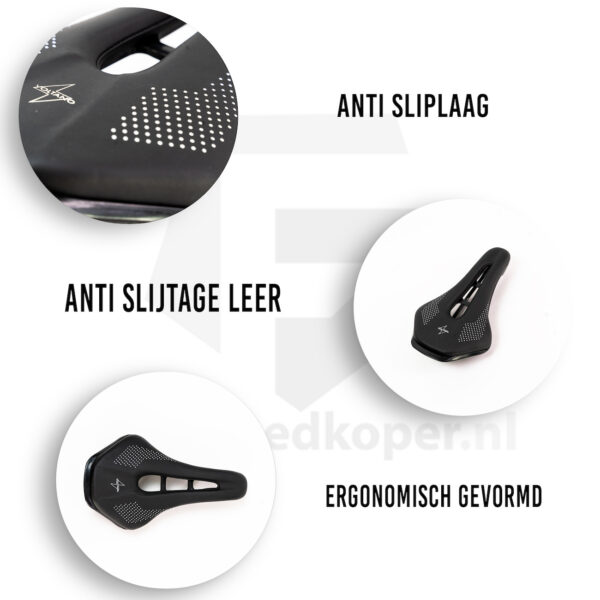 Voltano MTB Mountainbike Fietszadel – Unisex – Zwart - Afbeelding 2
