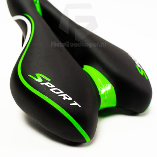 Voltano Sport Fietszadel – Zwart / Groen - Gel - Trekking Zadel - Afbeelding 4
